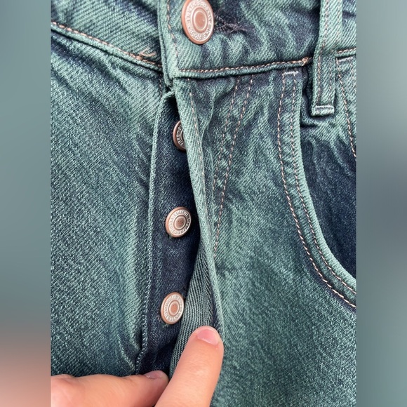 NWOT Free People|| Final Countdown Cuffed Wide Leg Jeans Luke green, Size 24 - Picture 6 of 9